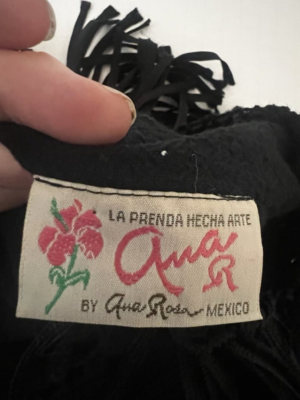 Ana Rosa Mexico Hand Painted Floral Cotton Fringe Wrap Shawl - Picture 7 of 7